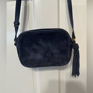 *DONATING ON 3/4* Ann Taylor Navy Suede Small Crossbody Bag with Tassel